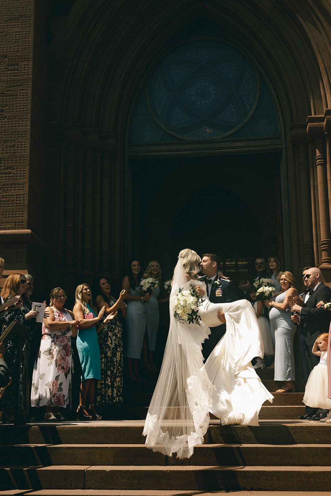 mermaid wedding dress with cathedral veil