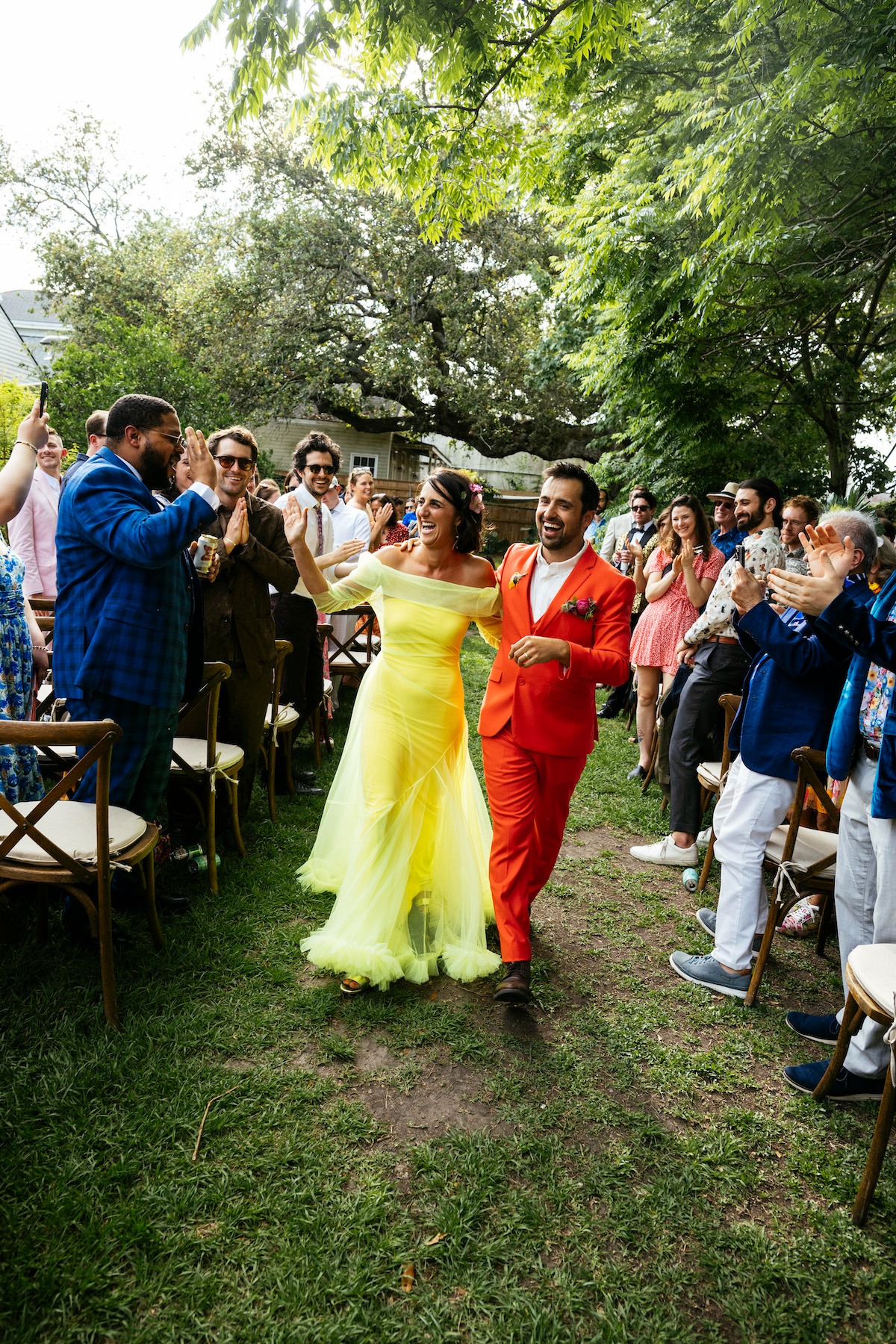 neon green dress for bride