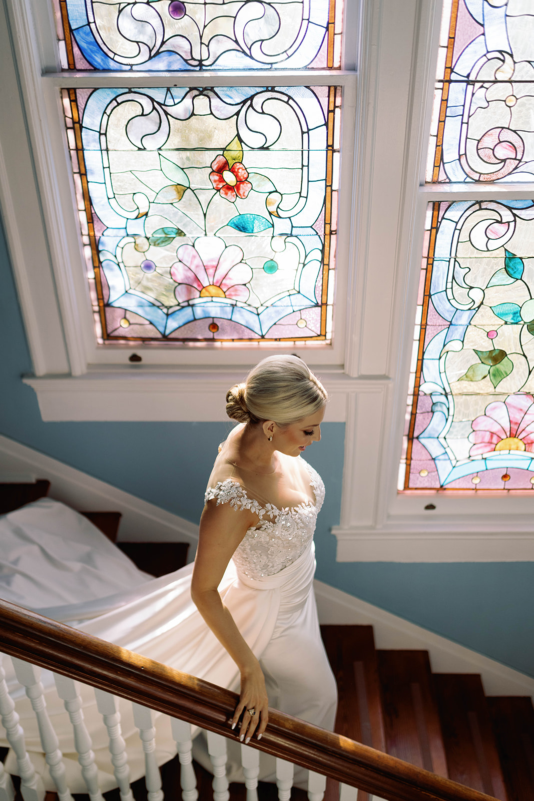 stained glass bridal portrait