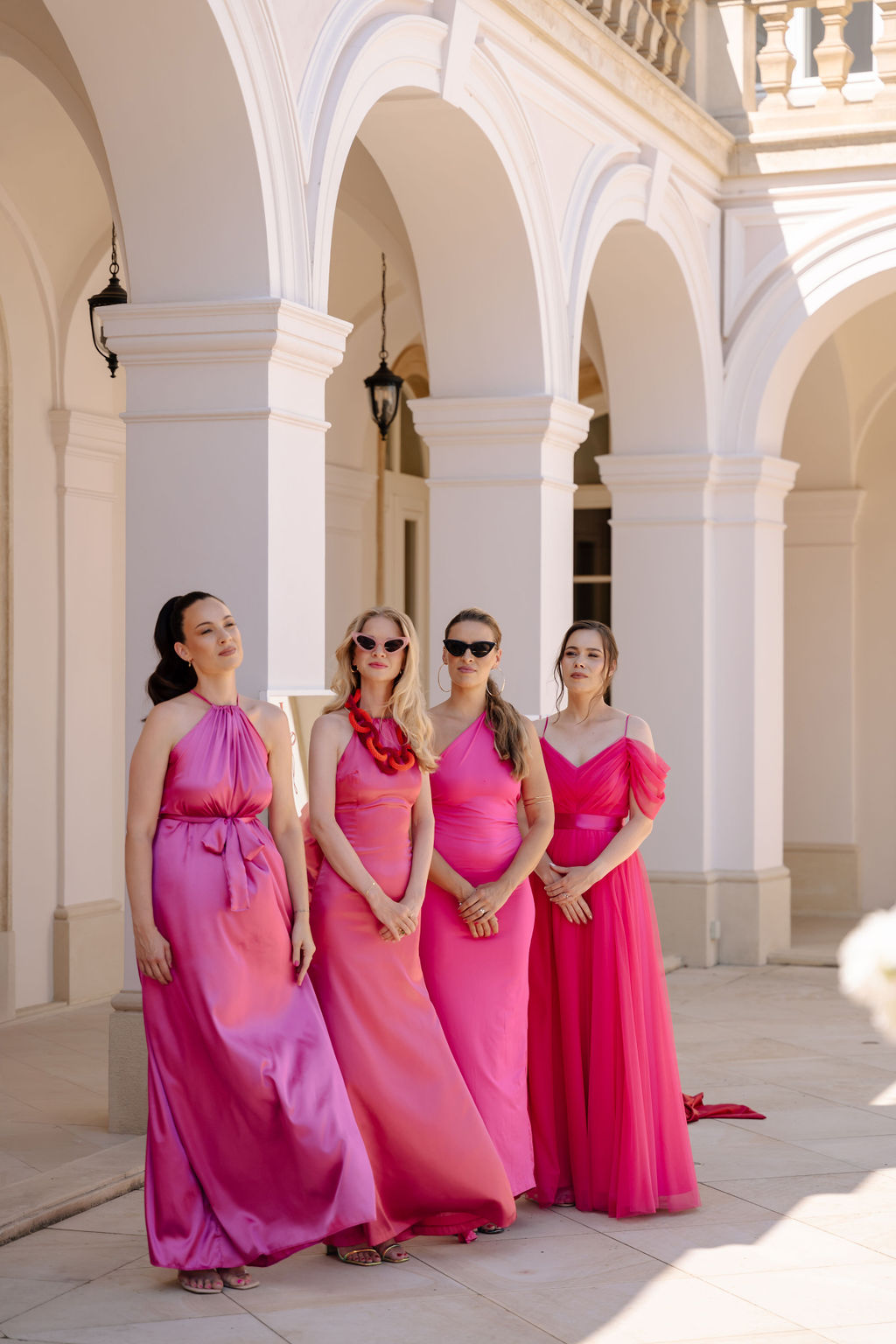 hot pink bridesmaid dresses