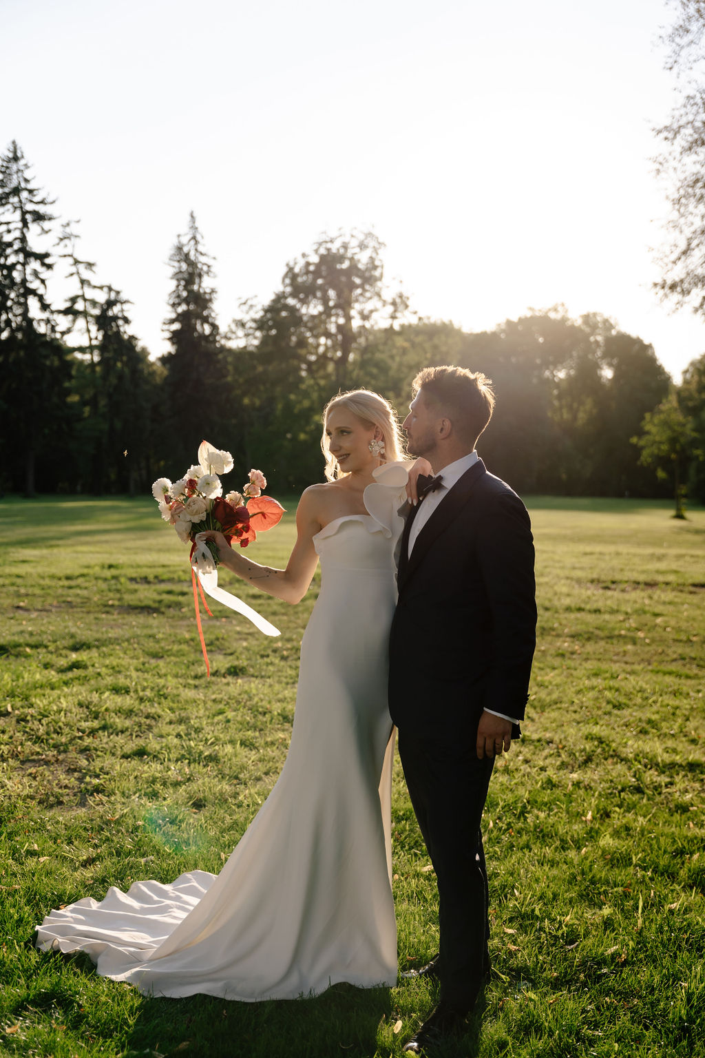 high fashion bride and groom