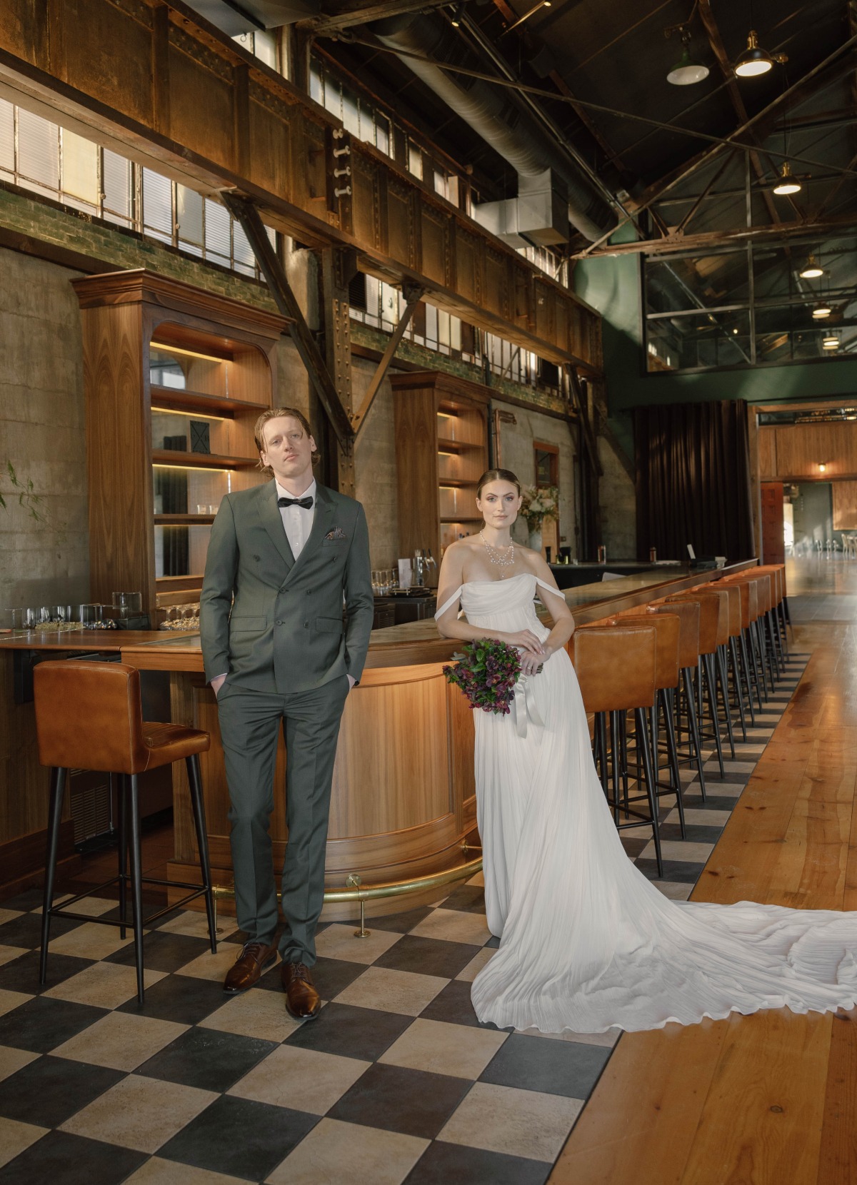 industrial wedding venue with bar