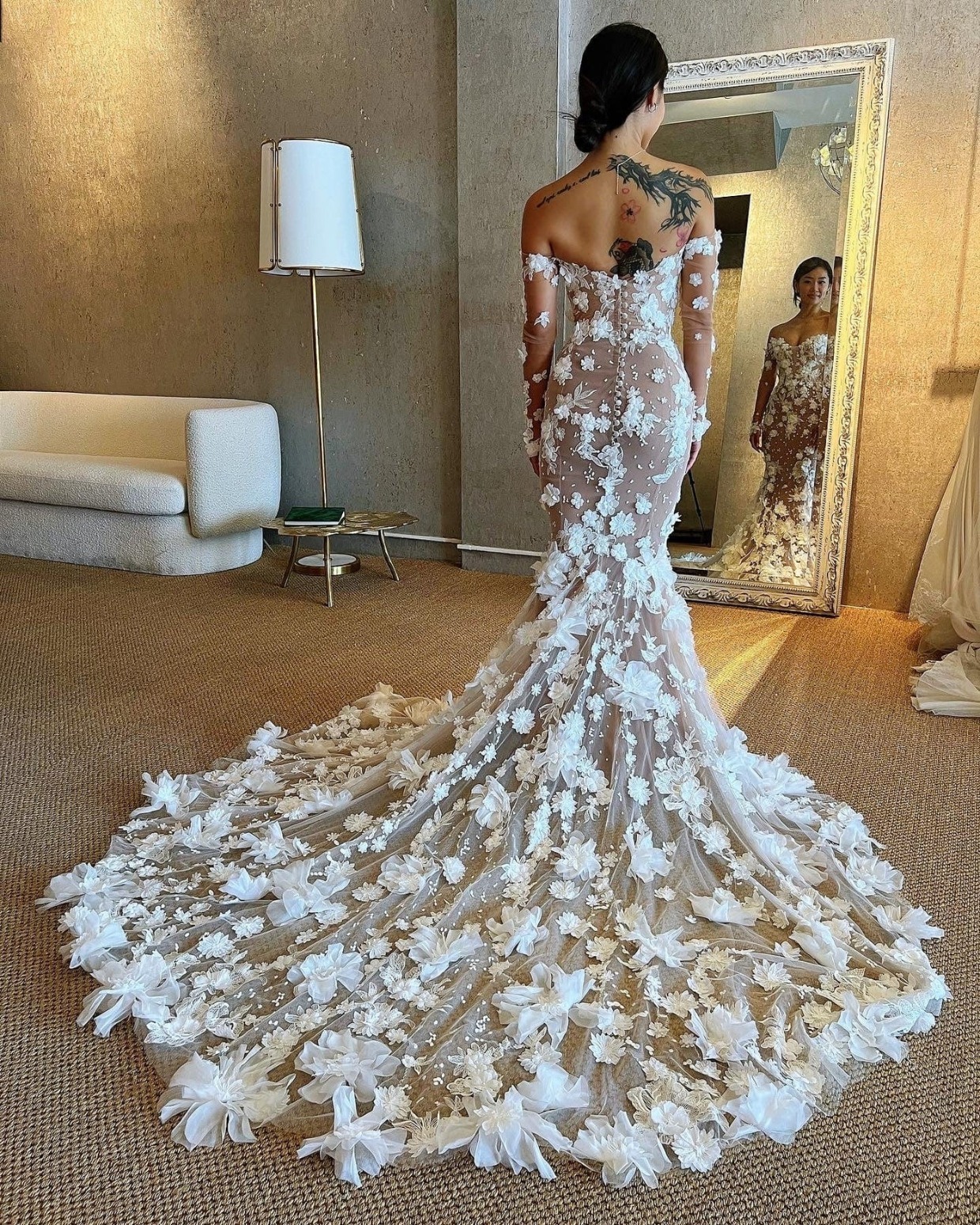 3D Lace Mermaid Wedding Dress