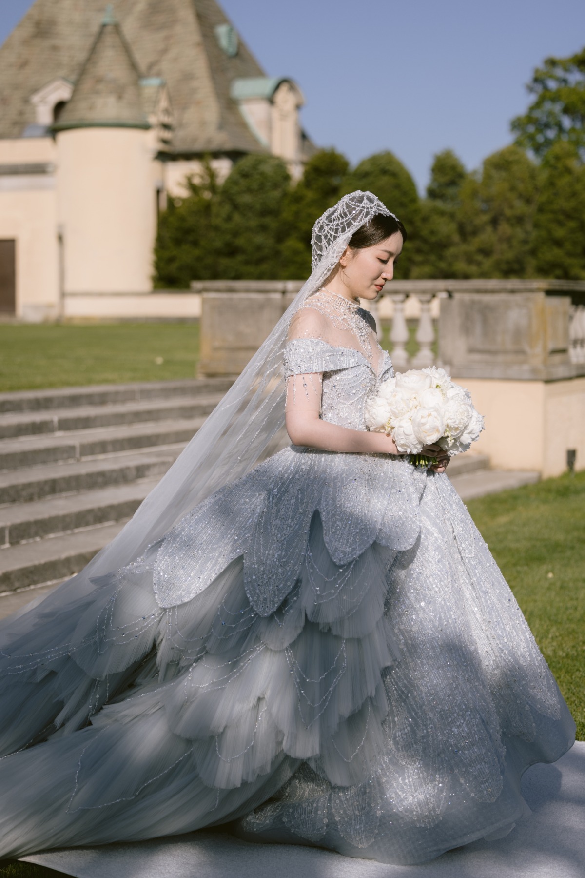 ice blue tulle ballgown