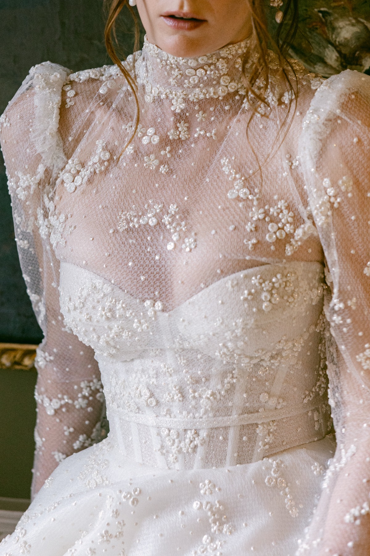 Beaded Lace Couture Gown