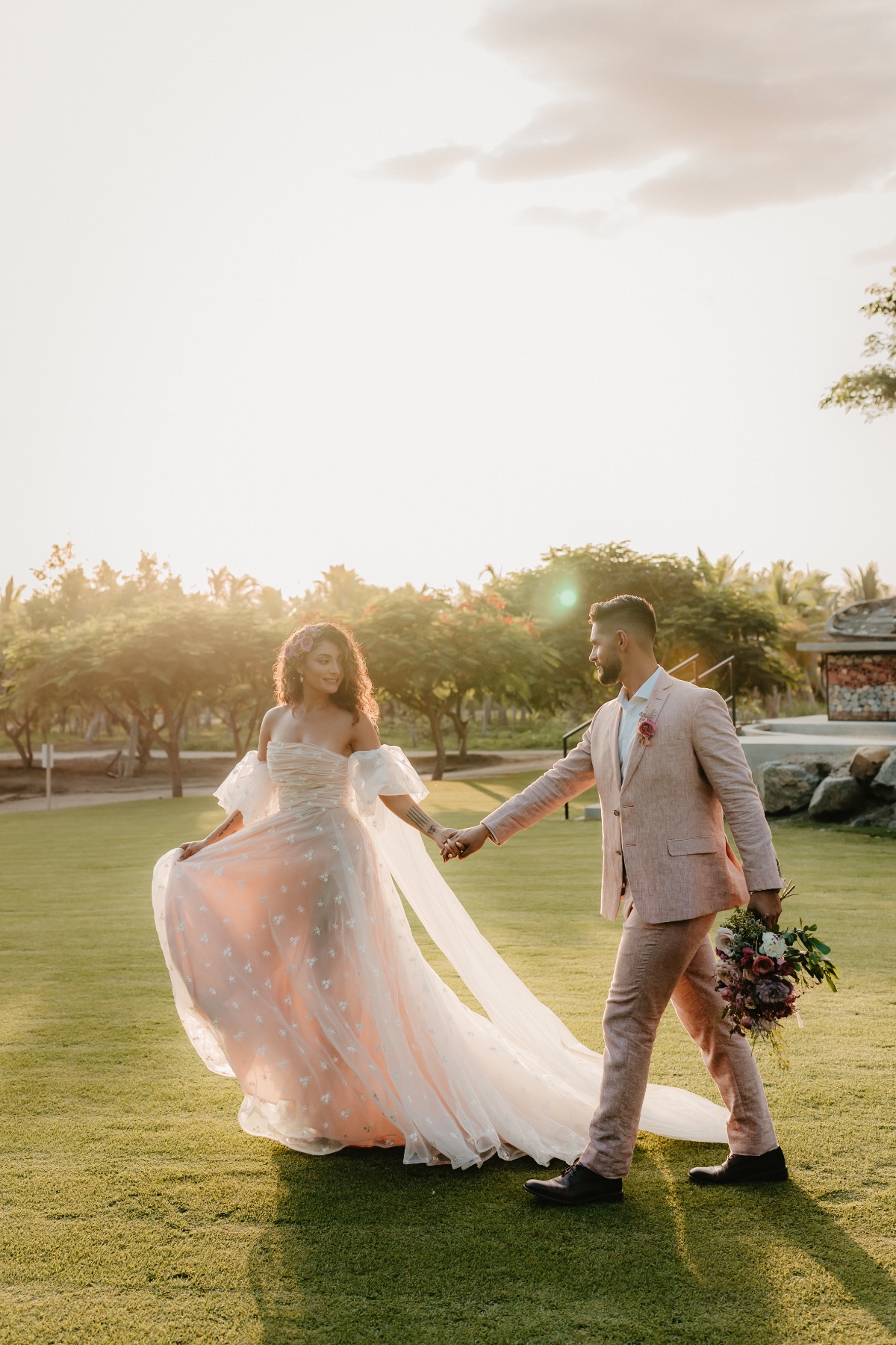 Blush Tulle Wedding Gown