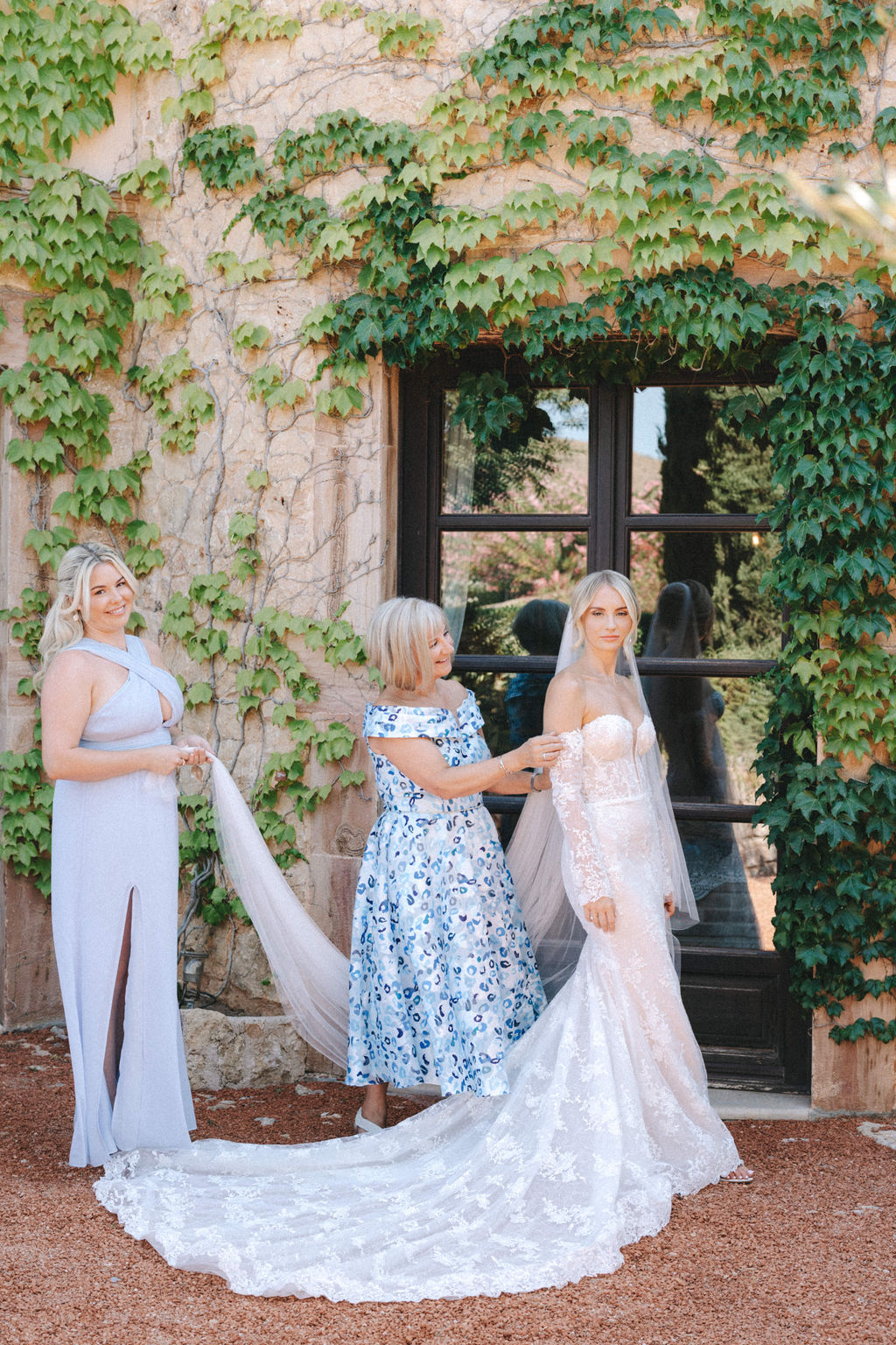 lace mermaid gown with off the shoulder sleeves