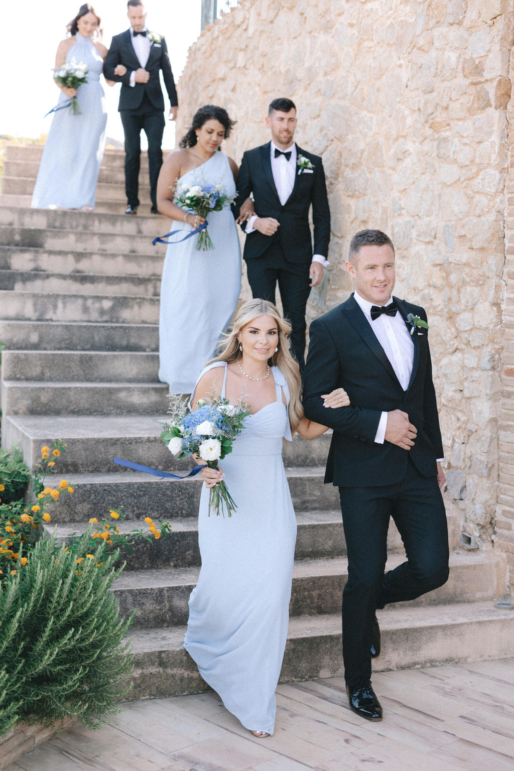 pastel blue bridesmaid dresses