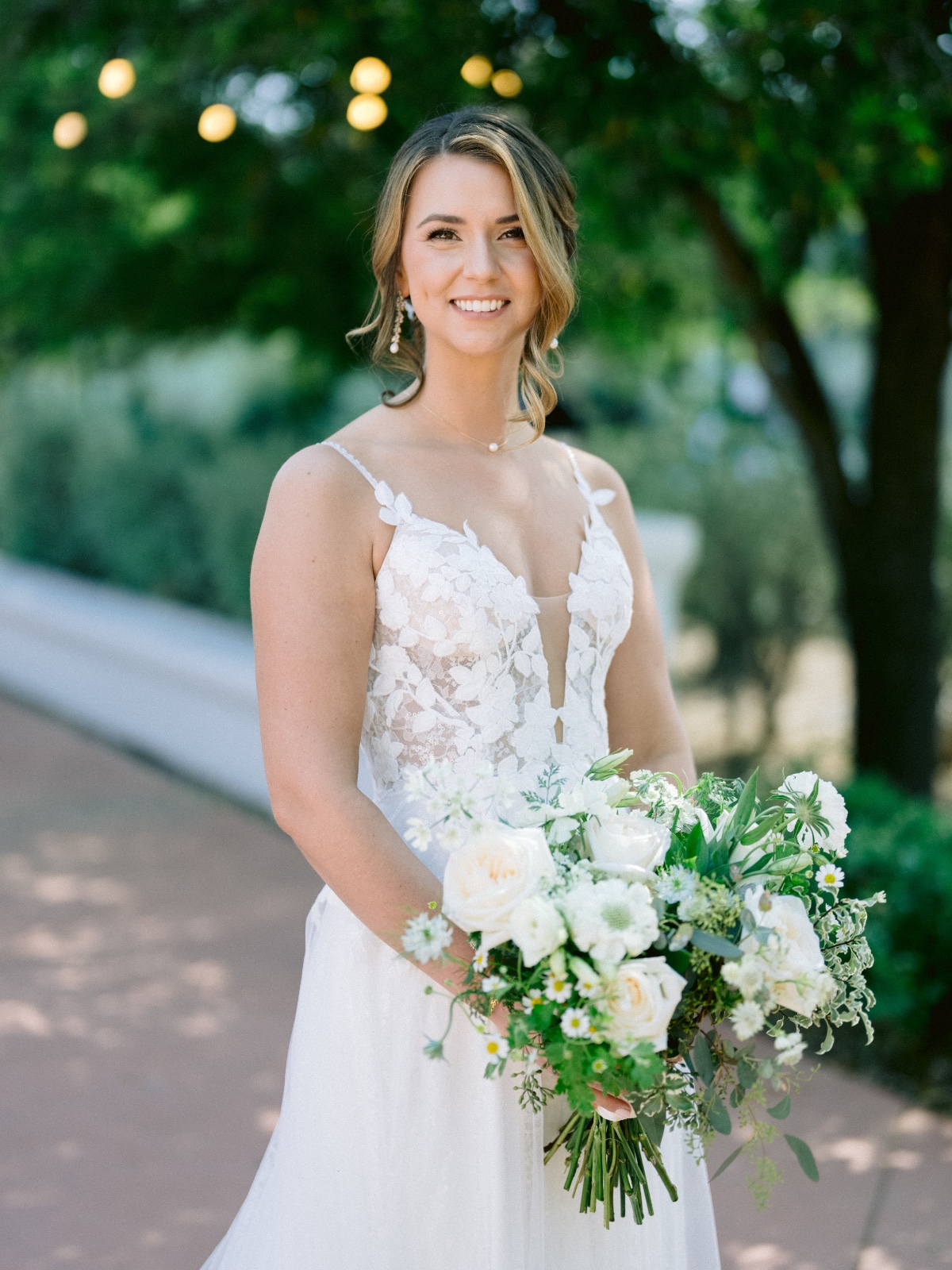 lace wedding gown with plunging neckline