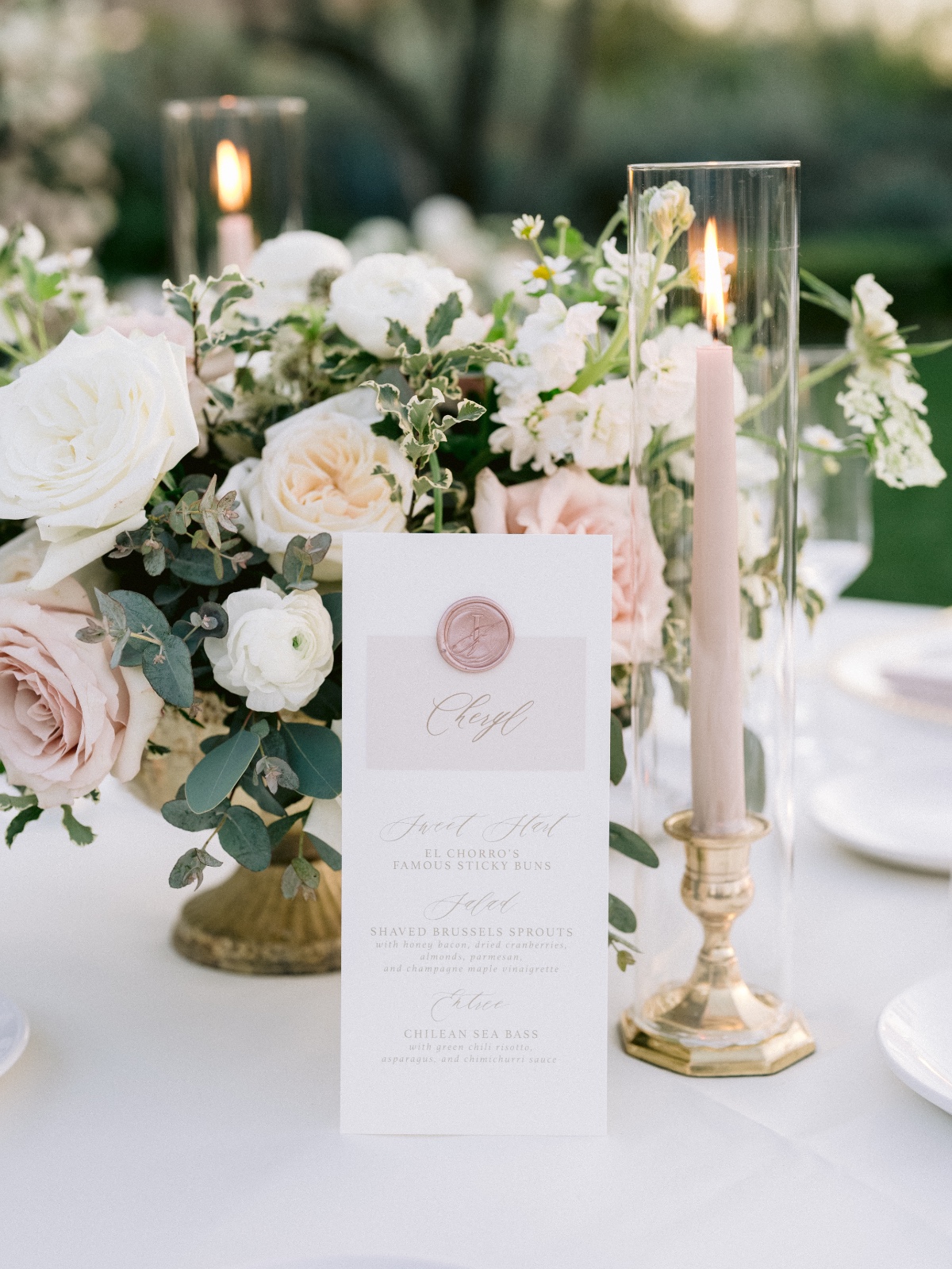 blush wedding menu ideas