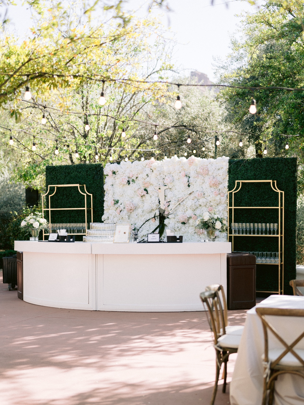 gold and blush custom bar for wedding