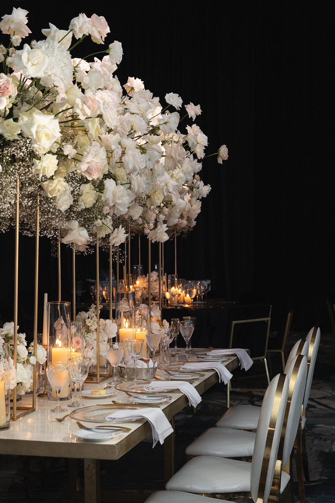 tall white rose centerpieces