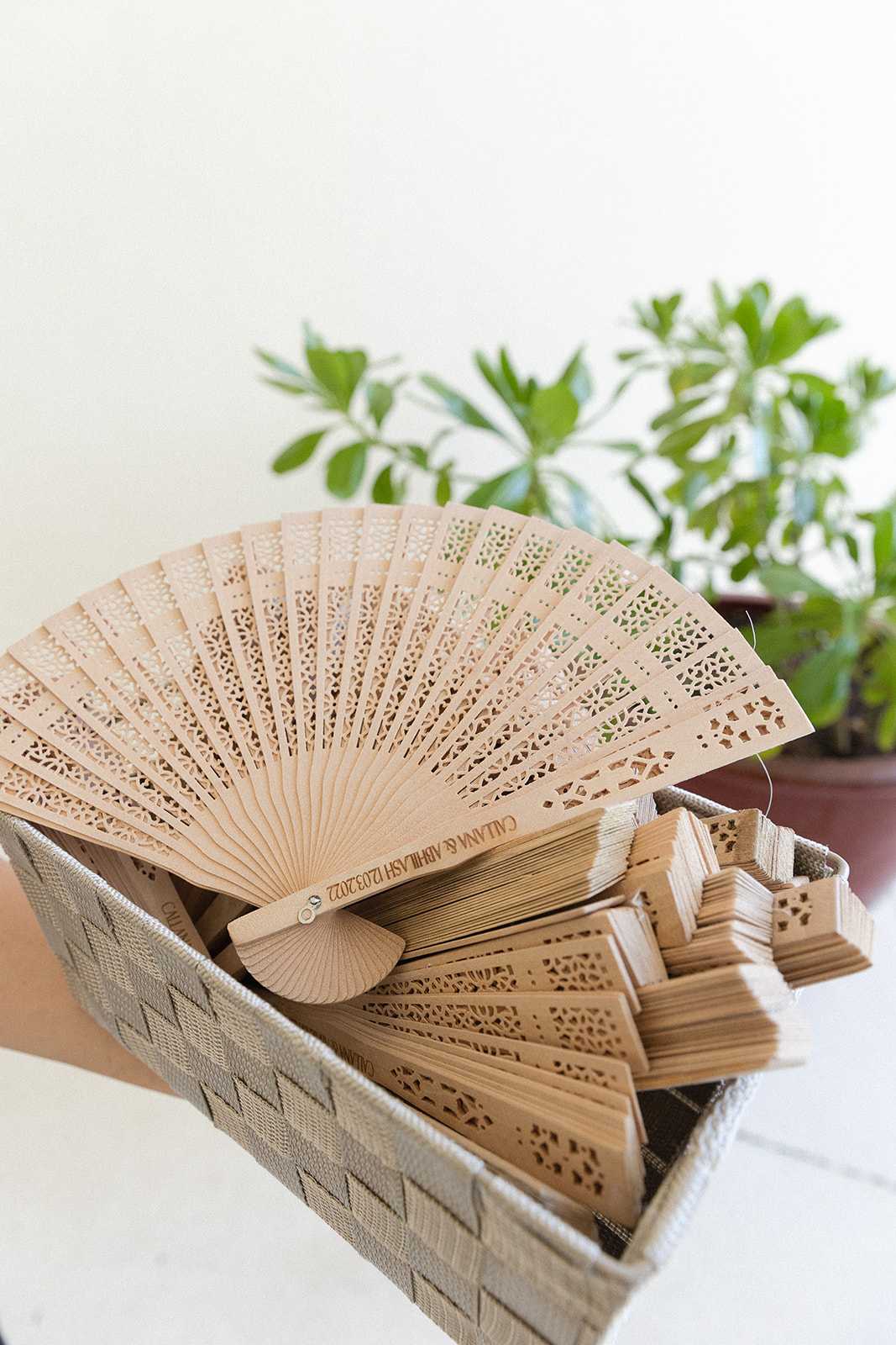 custom wood fans for wedding