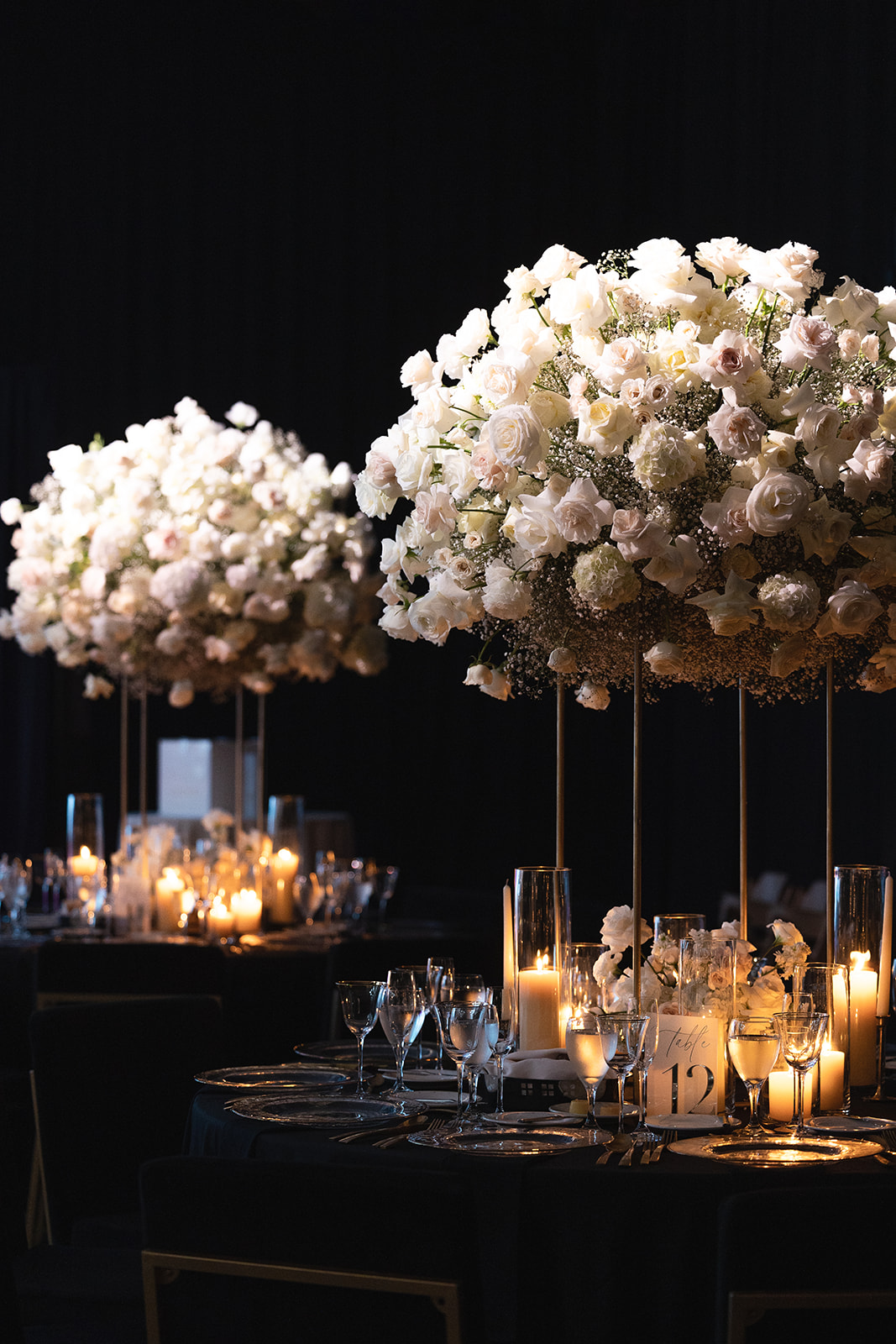 white rose pink rose baby's breath centerpieces