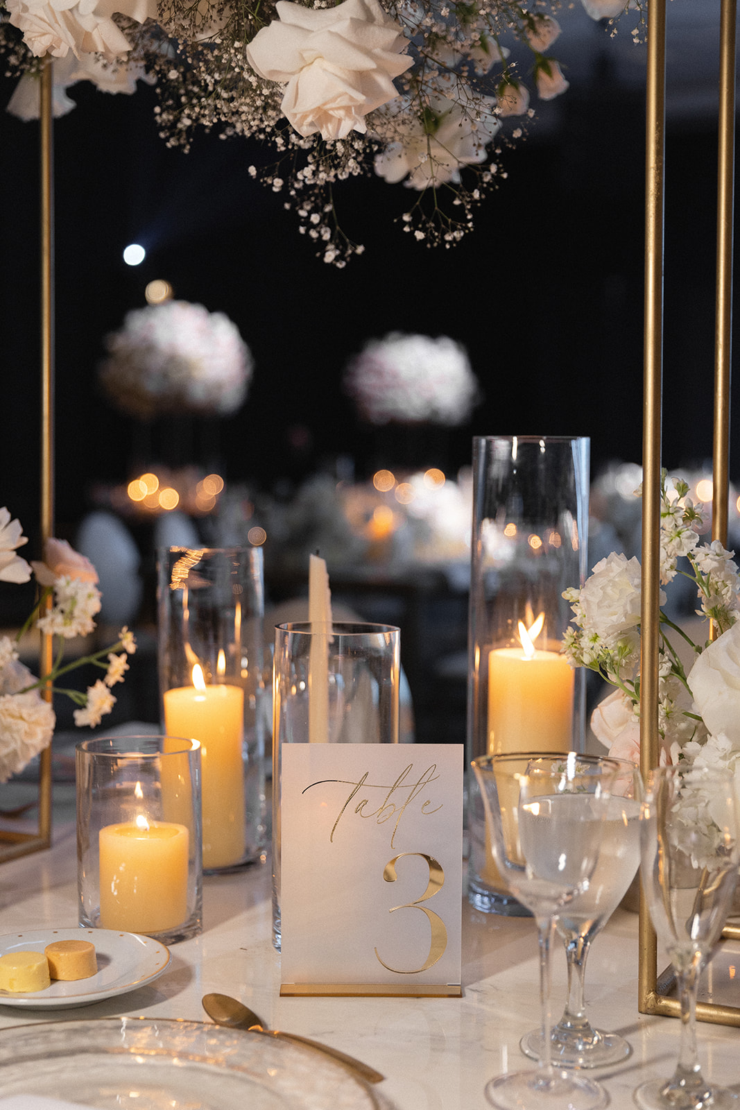 frosted gold table number