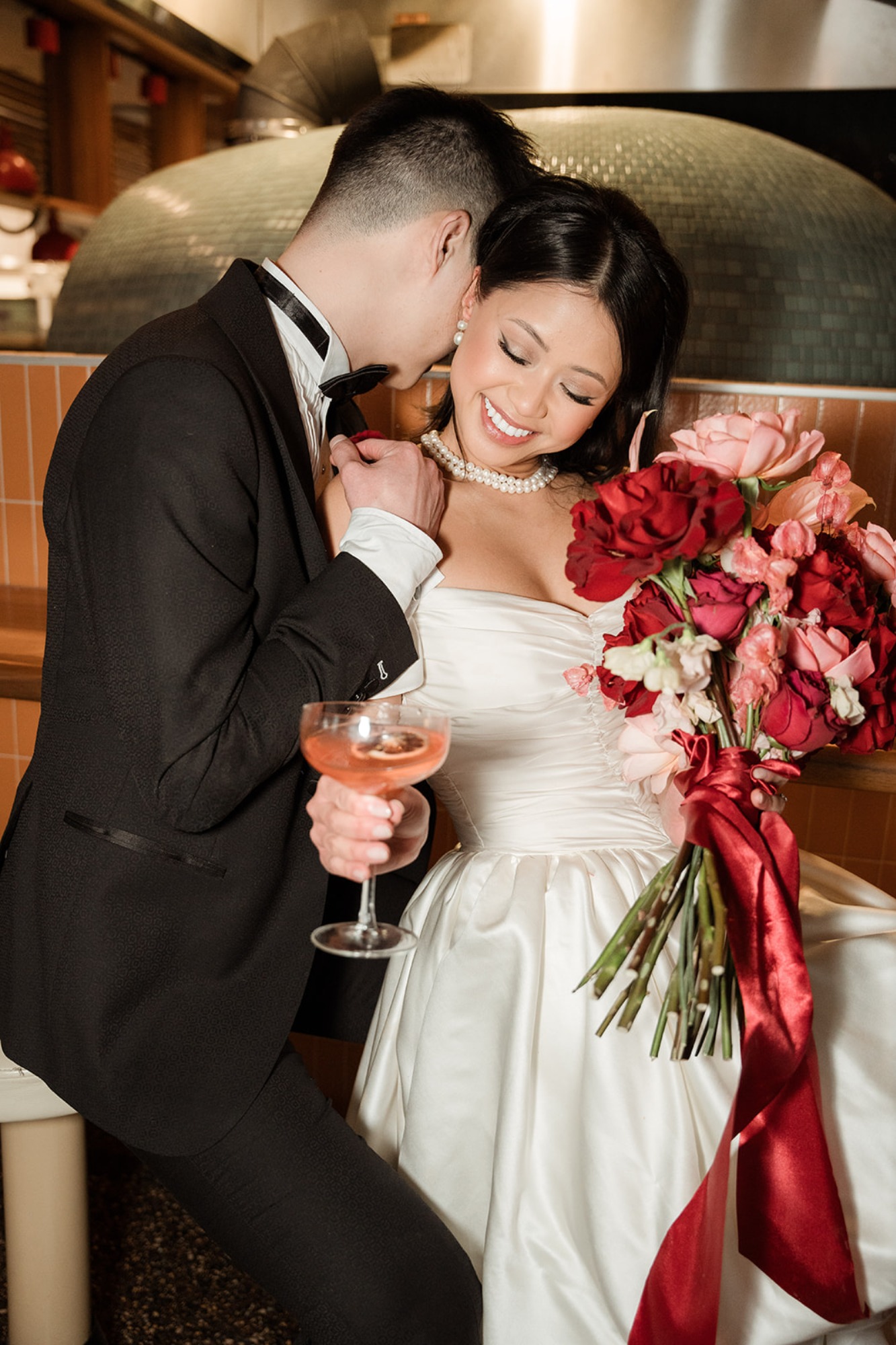 red and pink rose bouquet