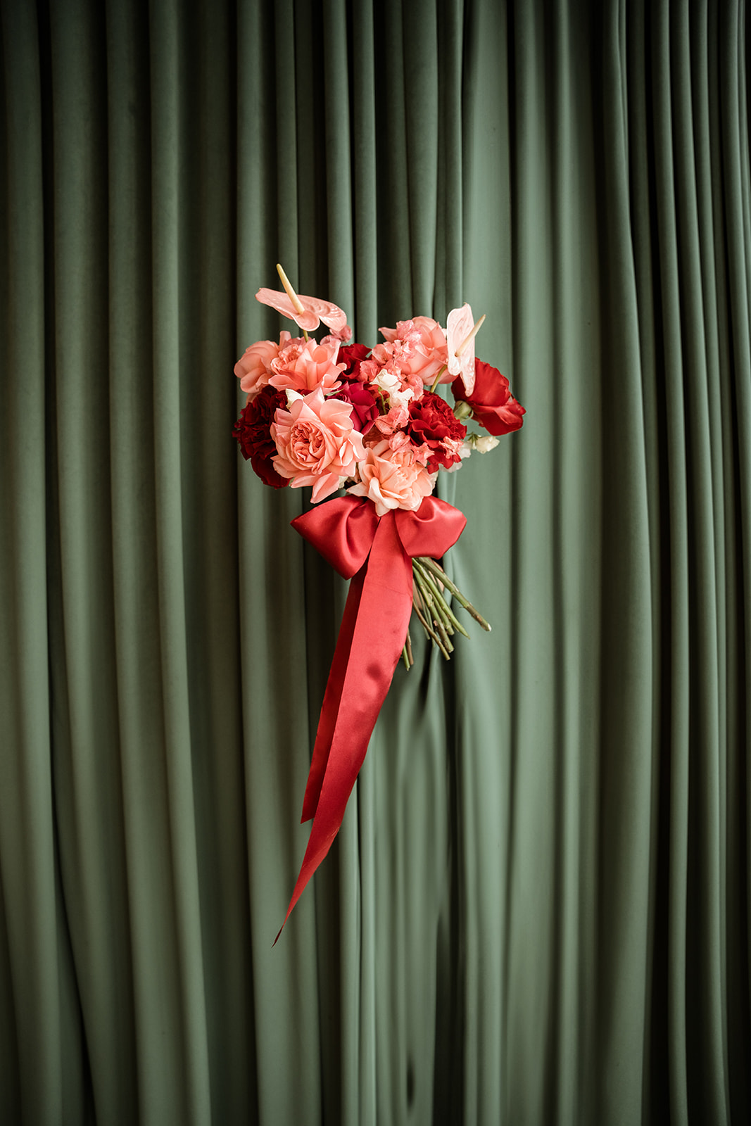 big red satin bouquet bow