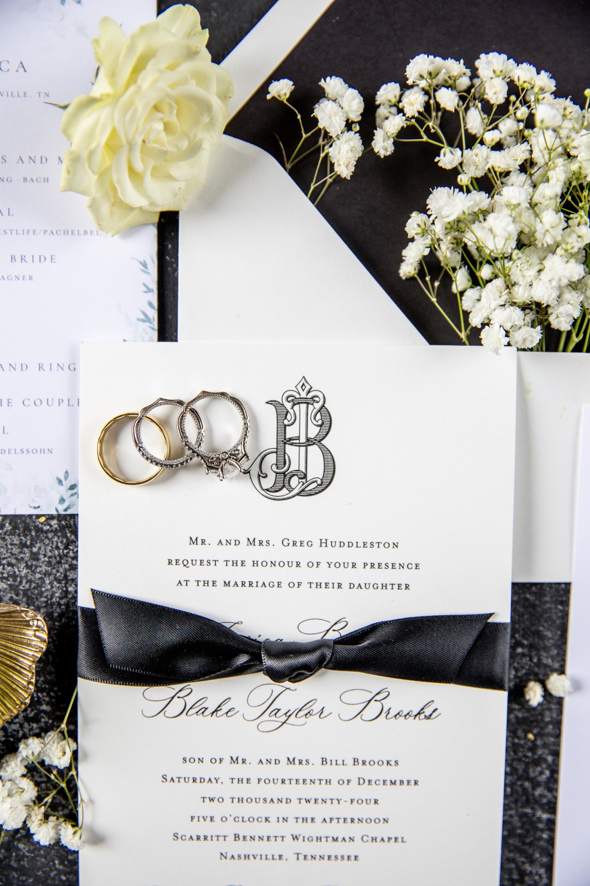 sophisticated black-tie wedding invitations