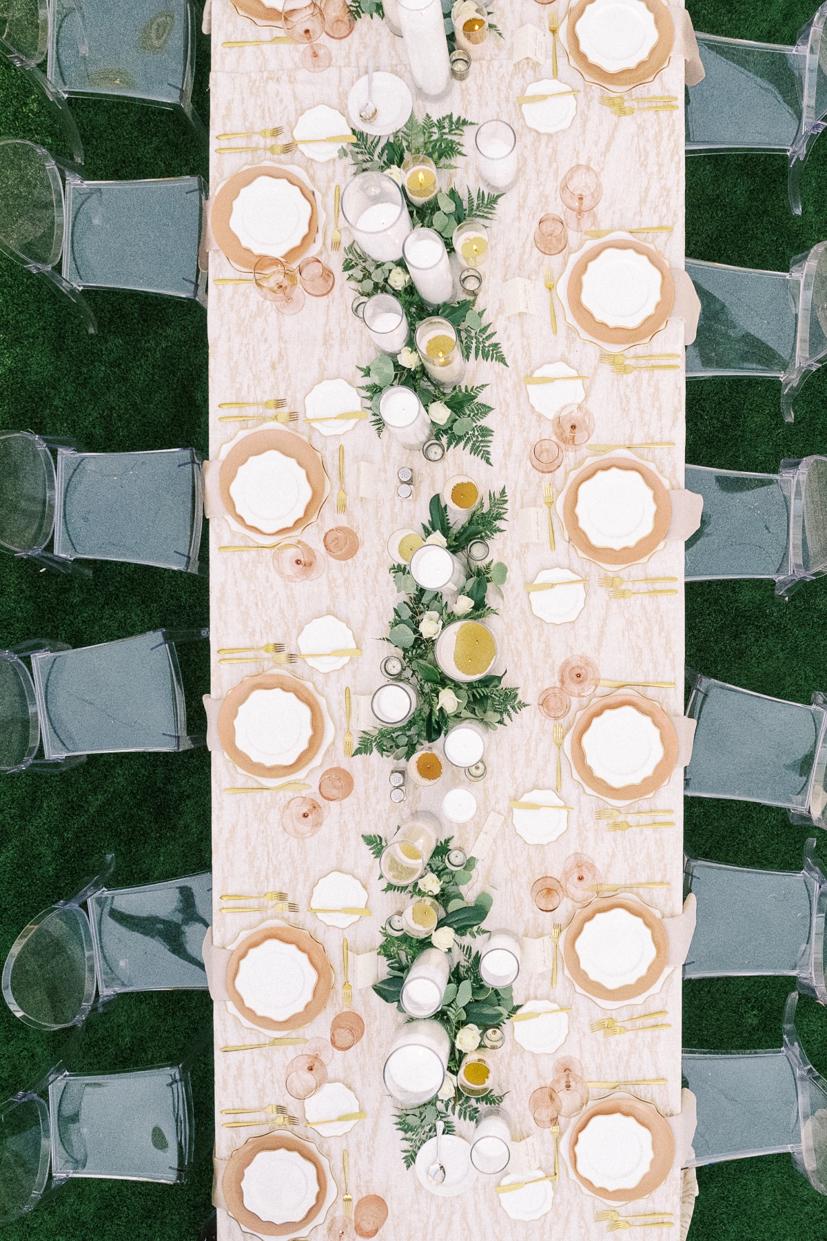 pink and white reception table settings