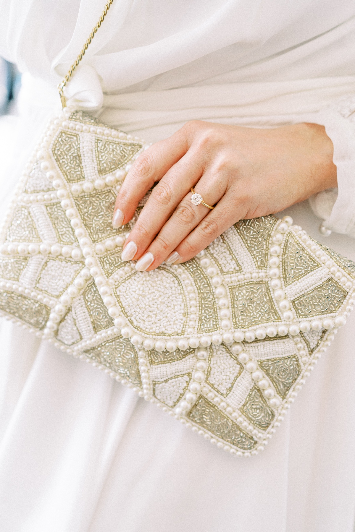 pearl wedding clutch