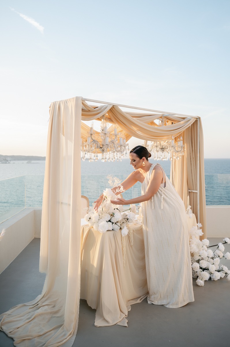 outdoor chandelier and draping