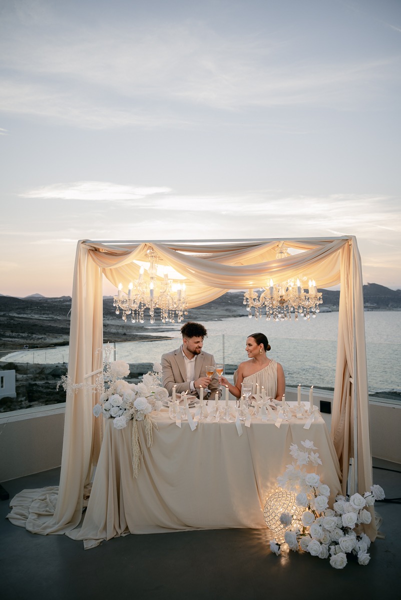 sweetheart table with draping