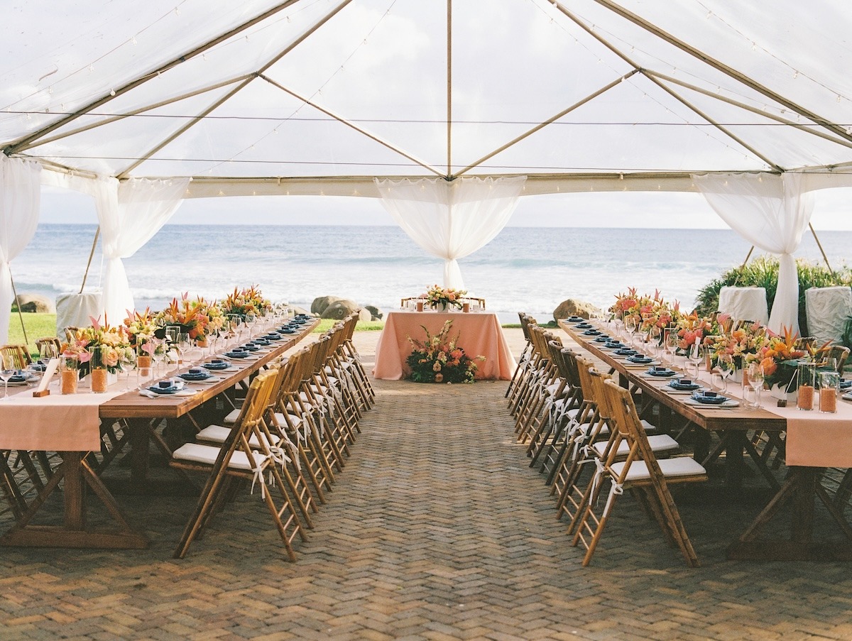 clear wedding tent with curtains