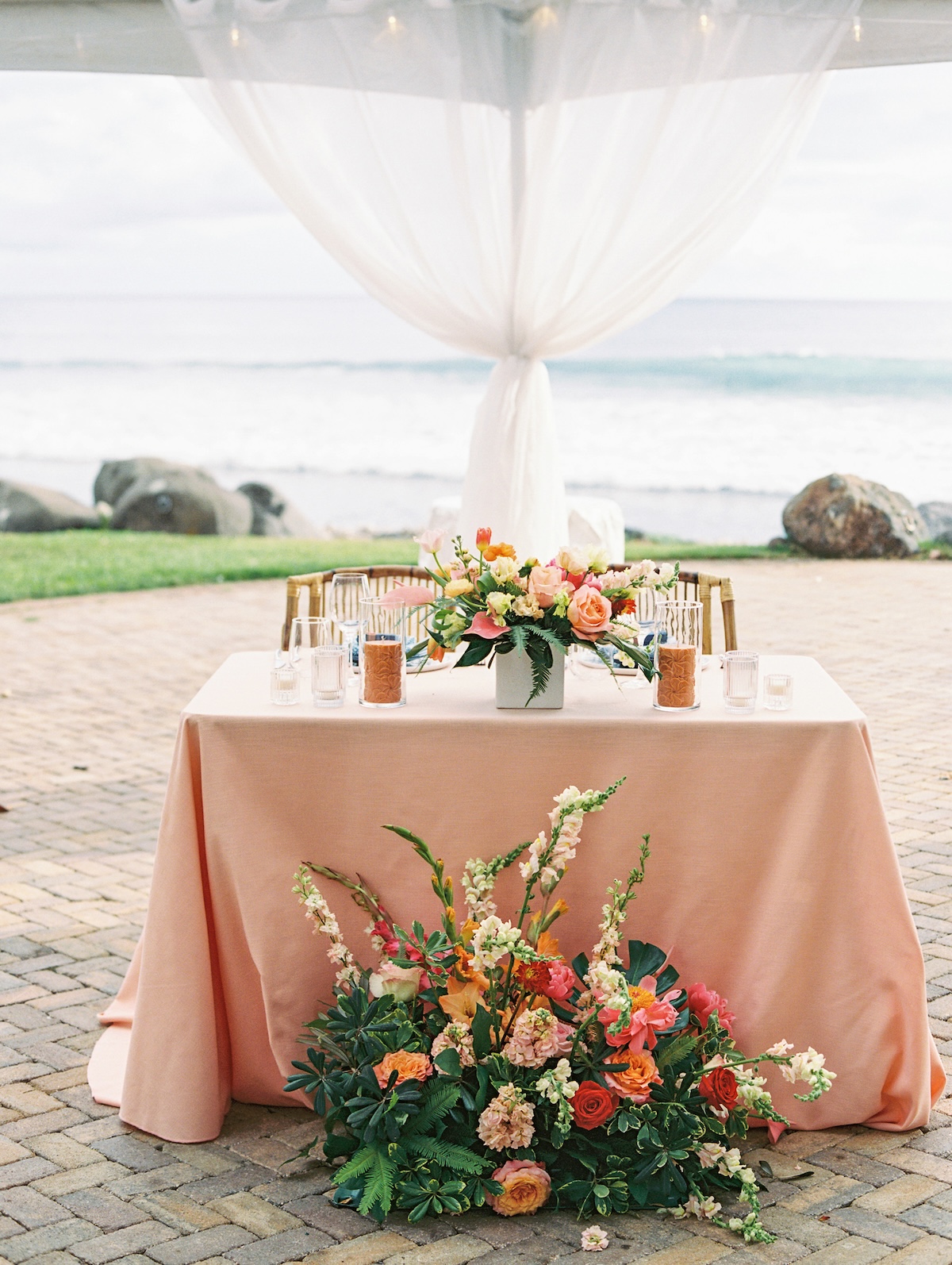 terracotta and salmon wedding decor