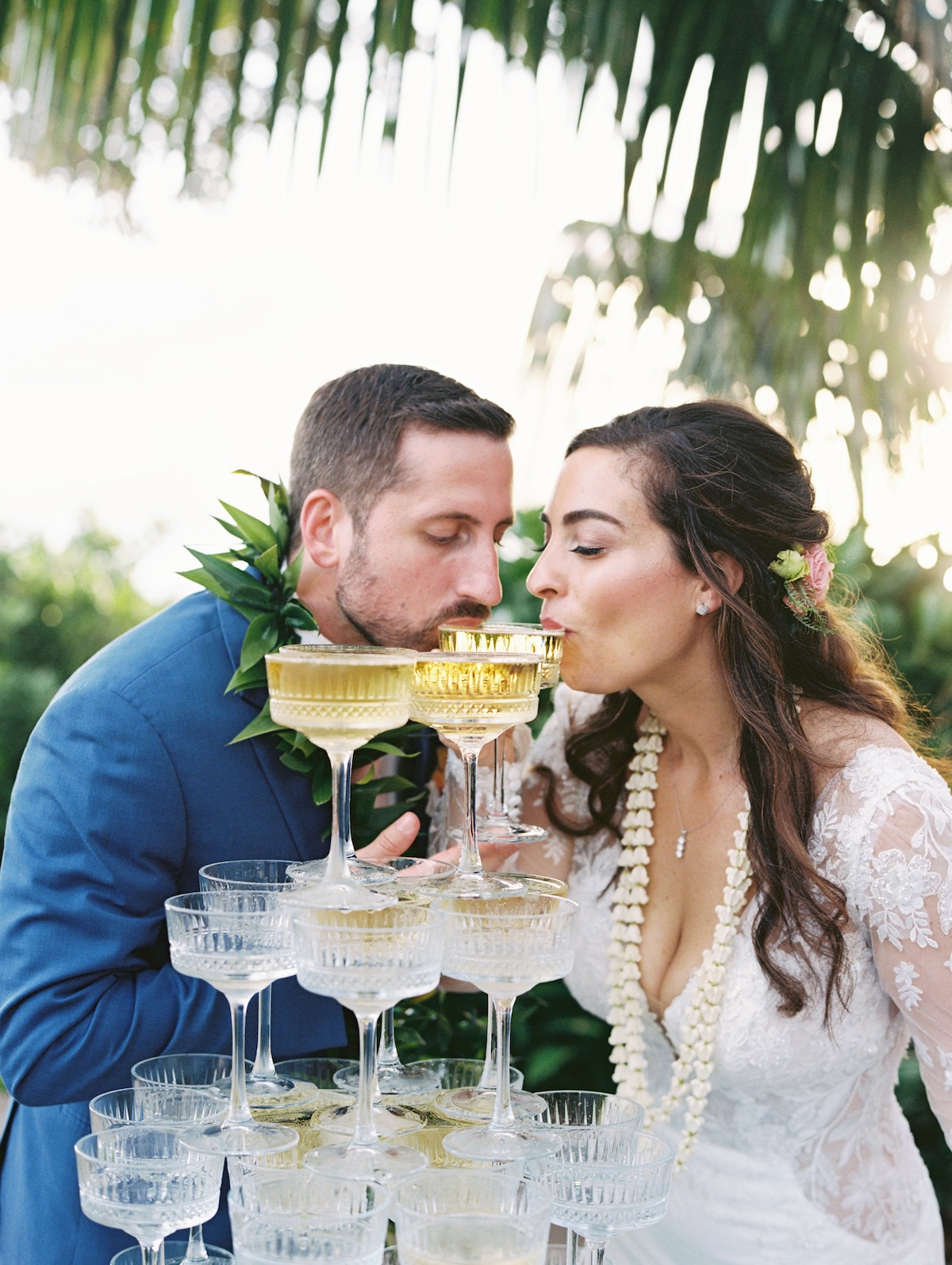 fun champagne tower portraits