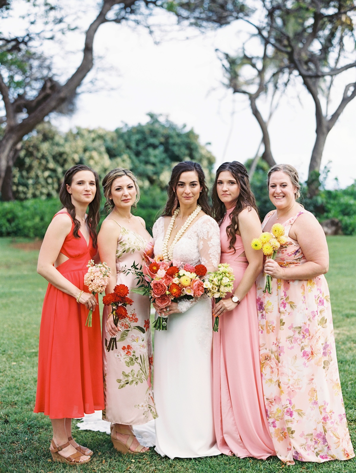 floral pink bridesmaid dresses