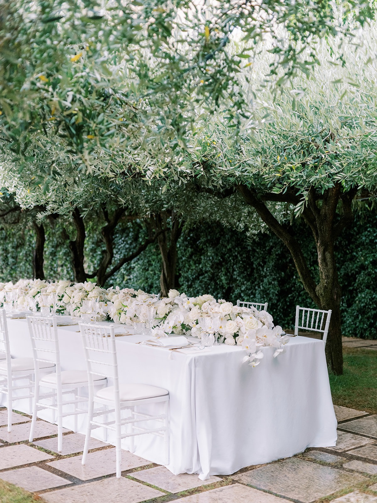 all white wedding reception inspiration outdoors