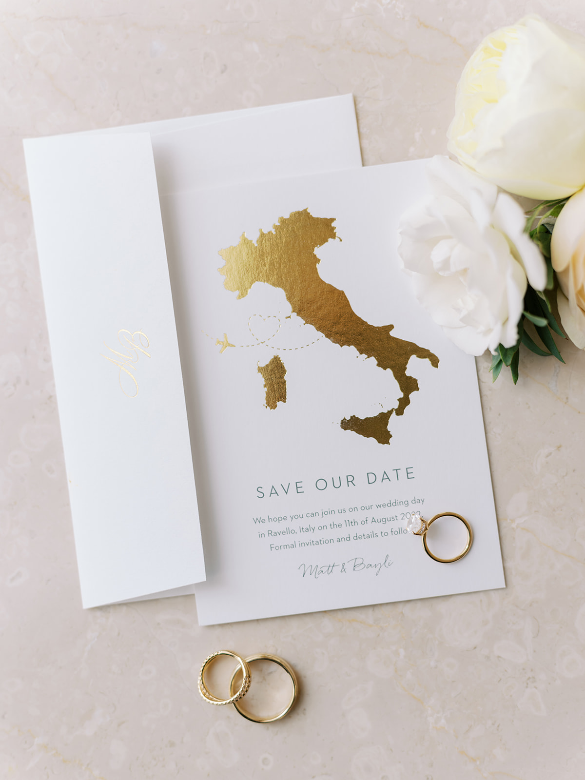 gilded italy save the date cards