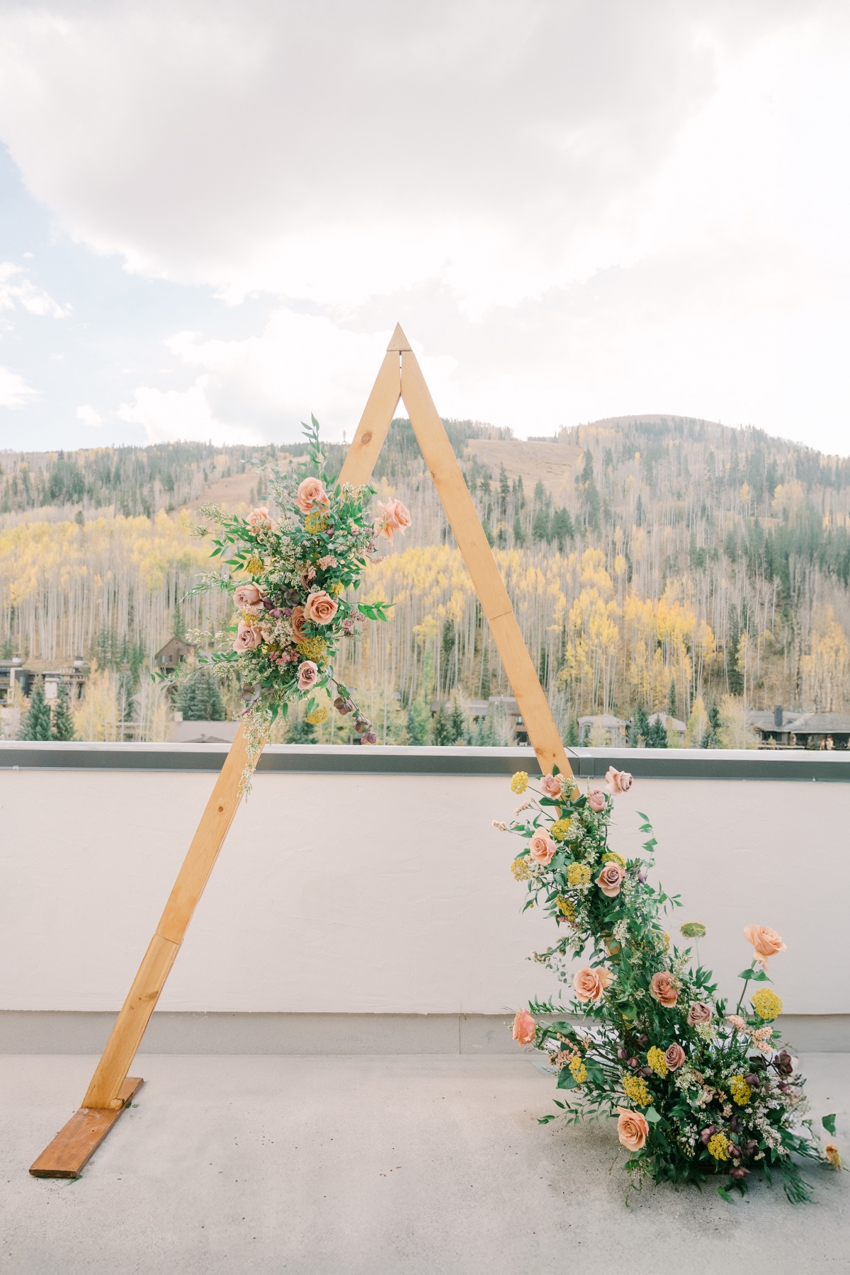 rooftop fall wedding ceremony in vail