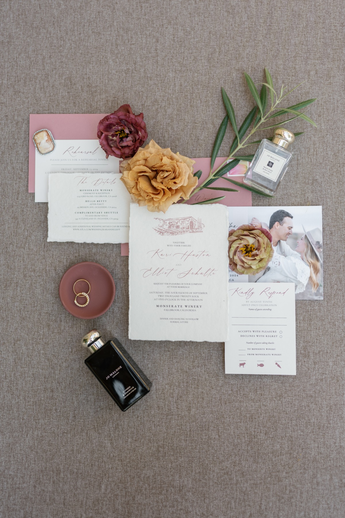 mauve wedding invitations