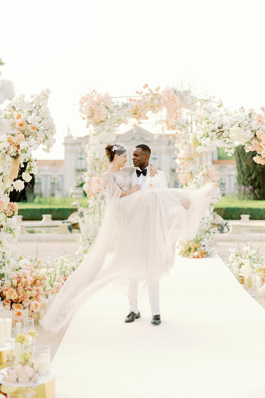 peach and white wedding inspiration