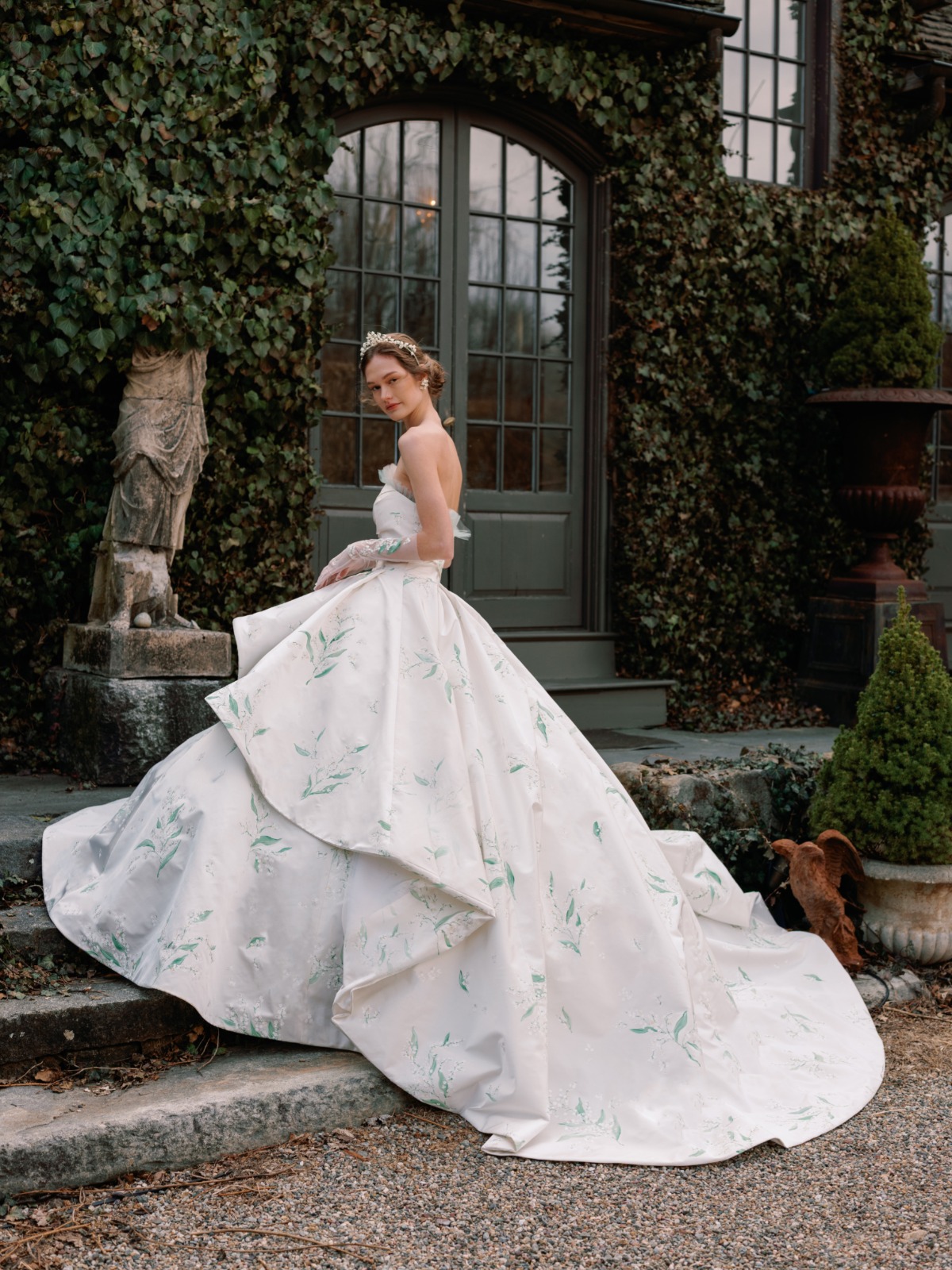 bride wearing garden ballgown