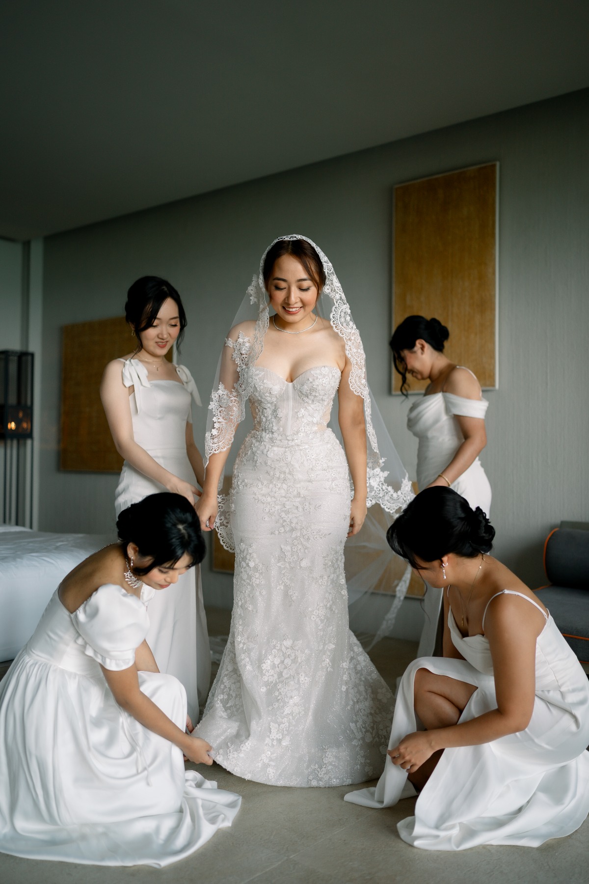 white bridesmaid dresses
