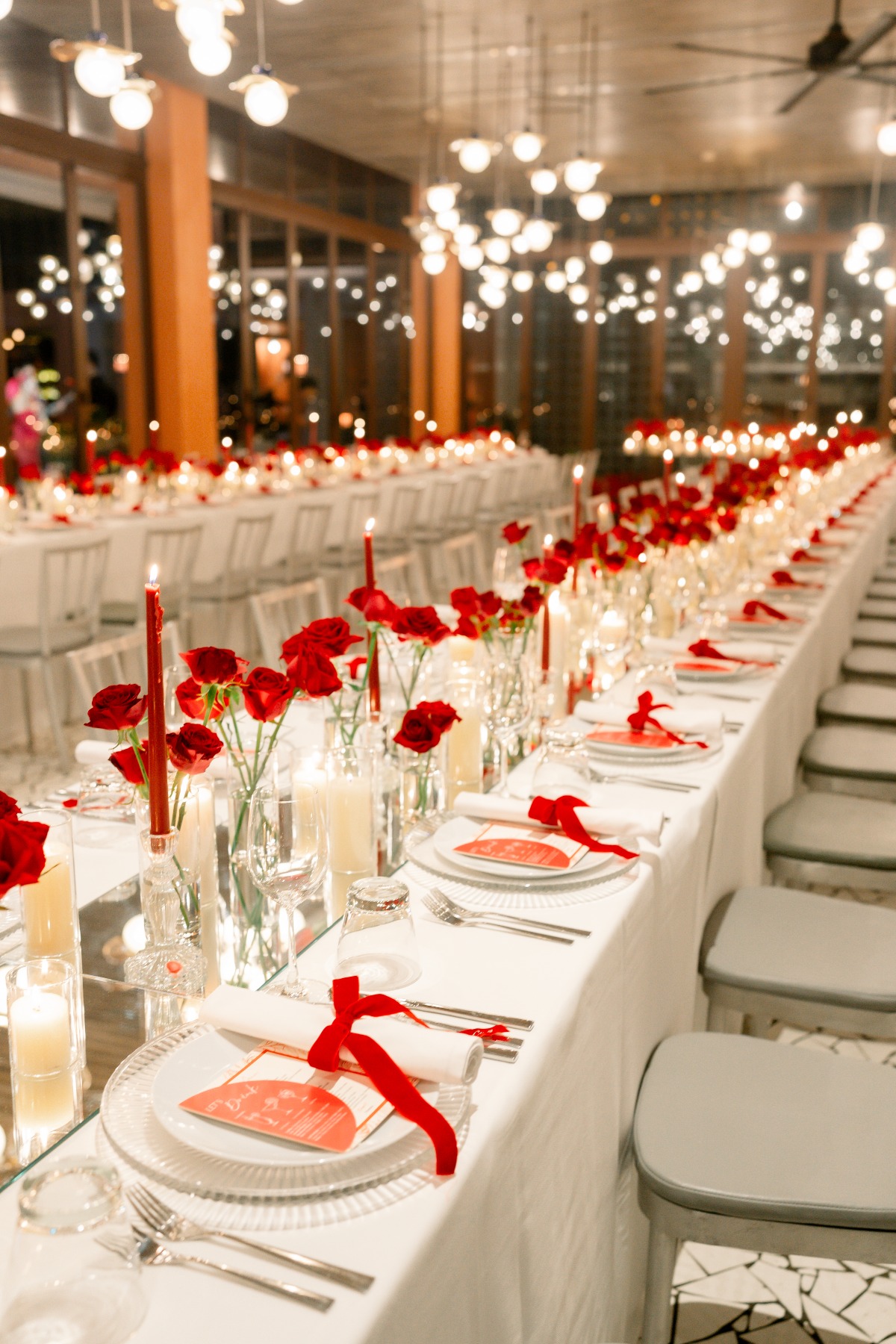 red single stem centerpieces