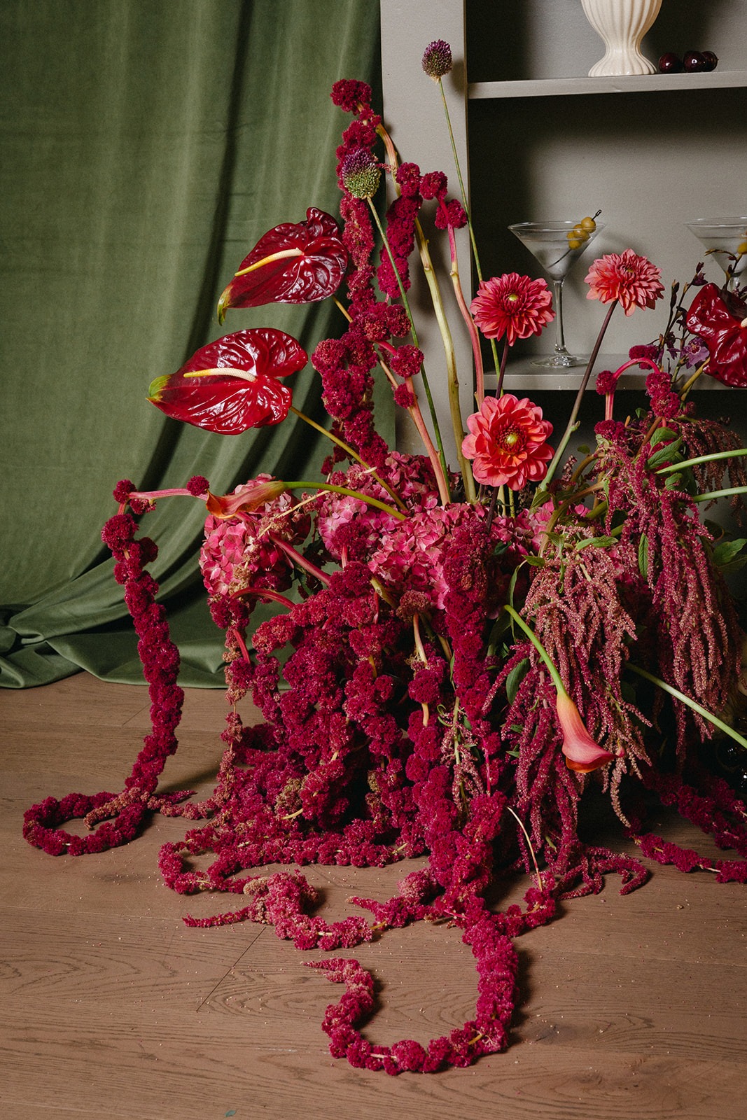 non traditional red wedding flowers