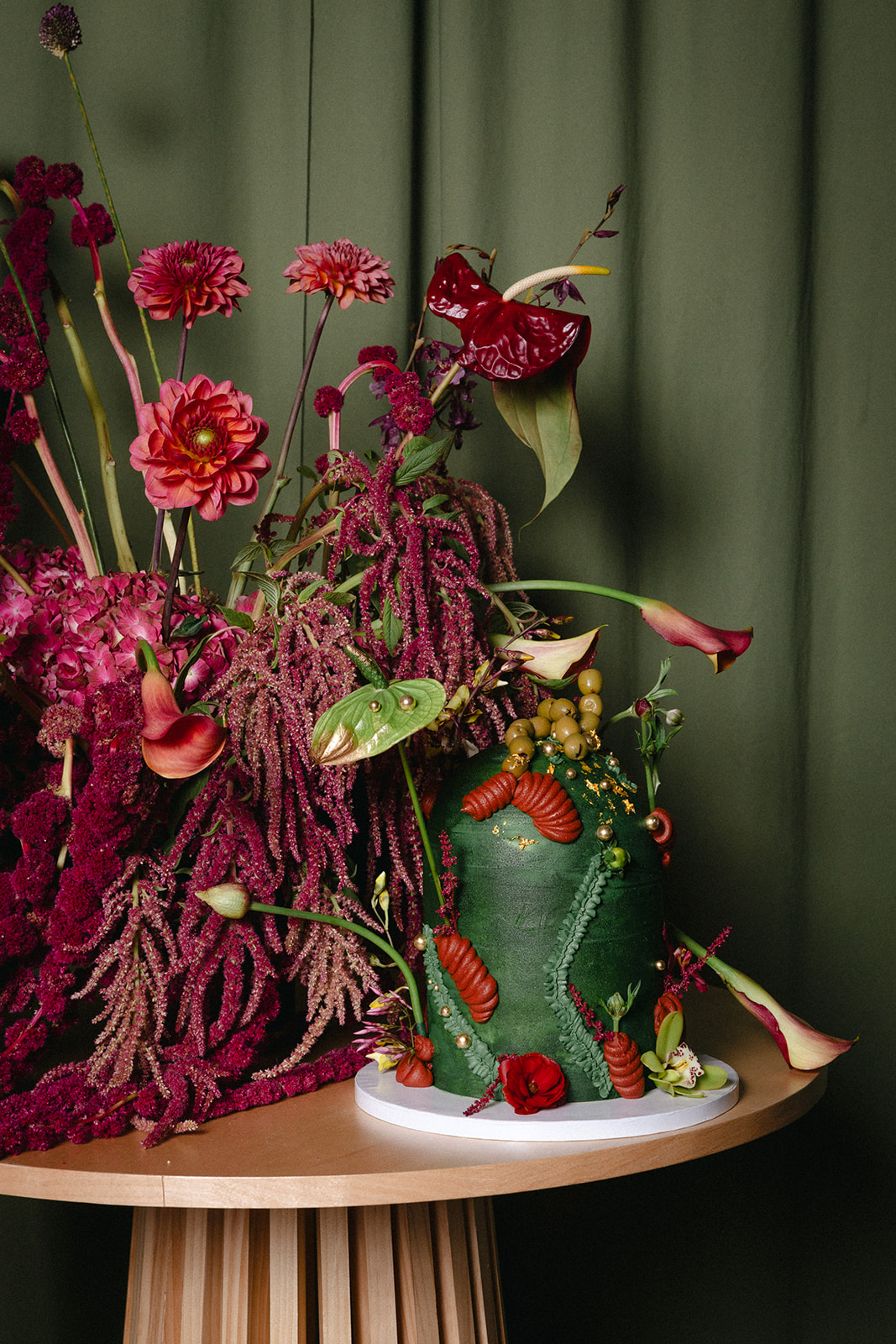 modern green dome wedding cake