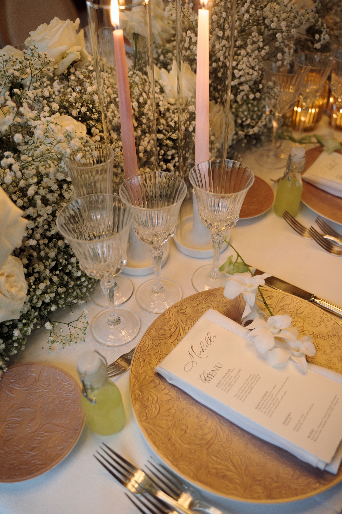 gold blush and ivory wedding reception ideas