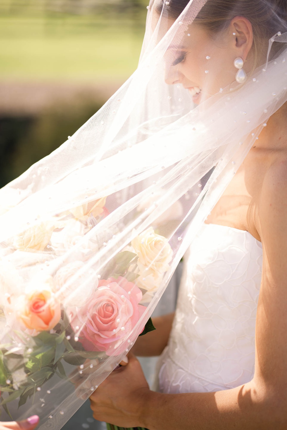 pearl studded veil