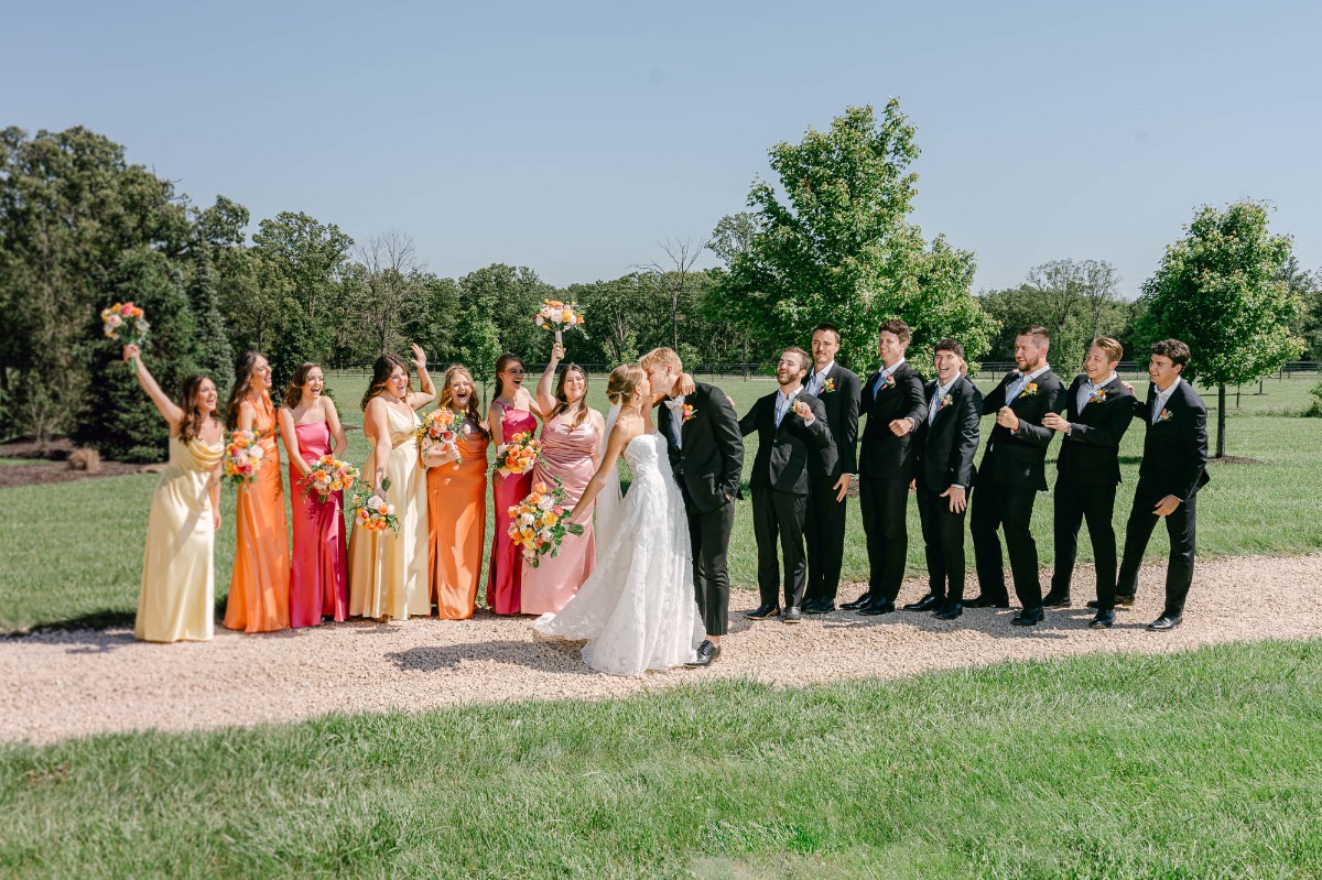 sunrise colored bridesmaid dresses