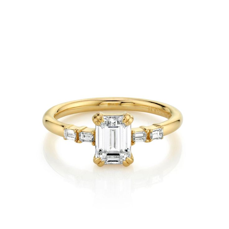 vintage looking emerald cut engagement ring