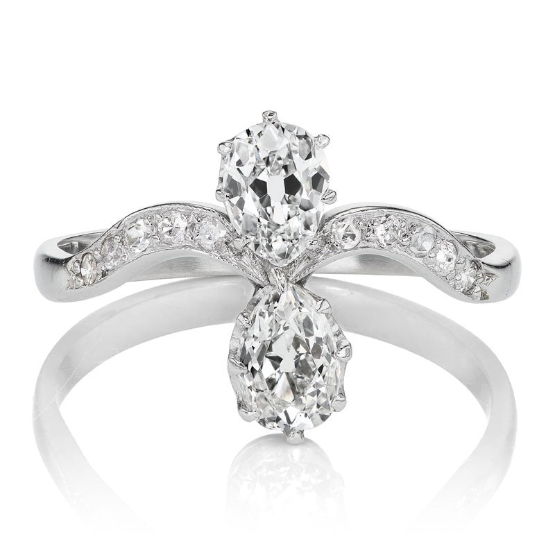 unique toi et moi antique engagement ring