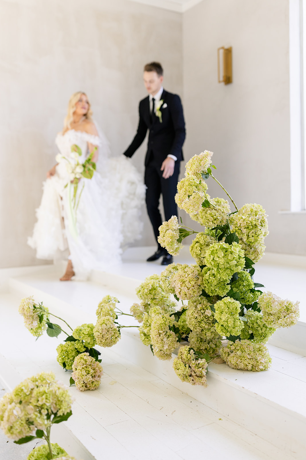 green hydrangea wedding flowers