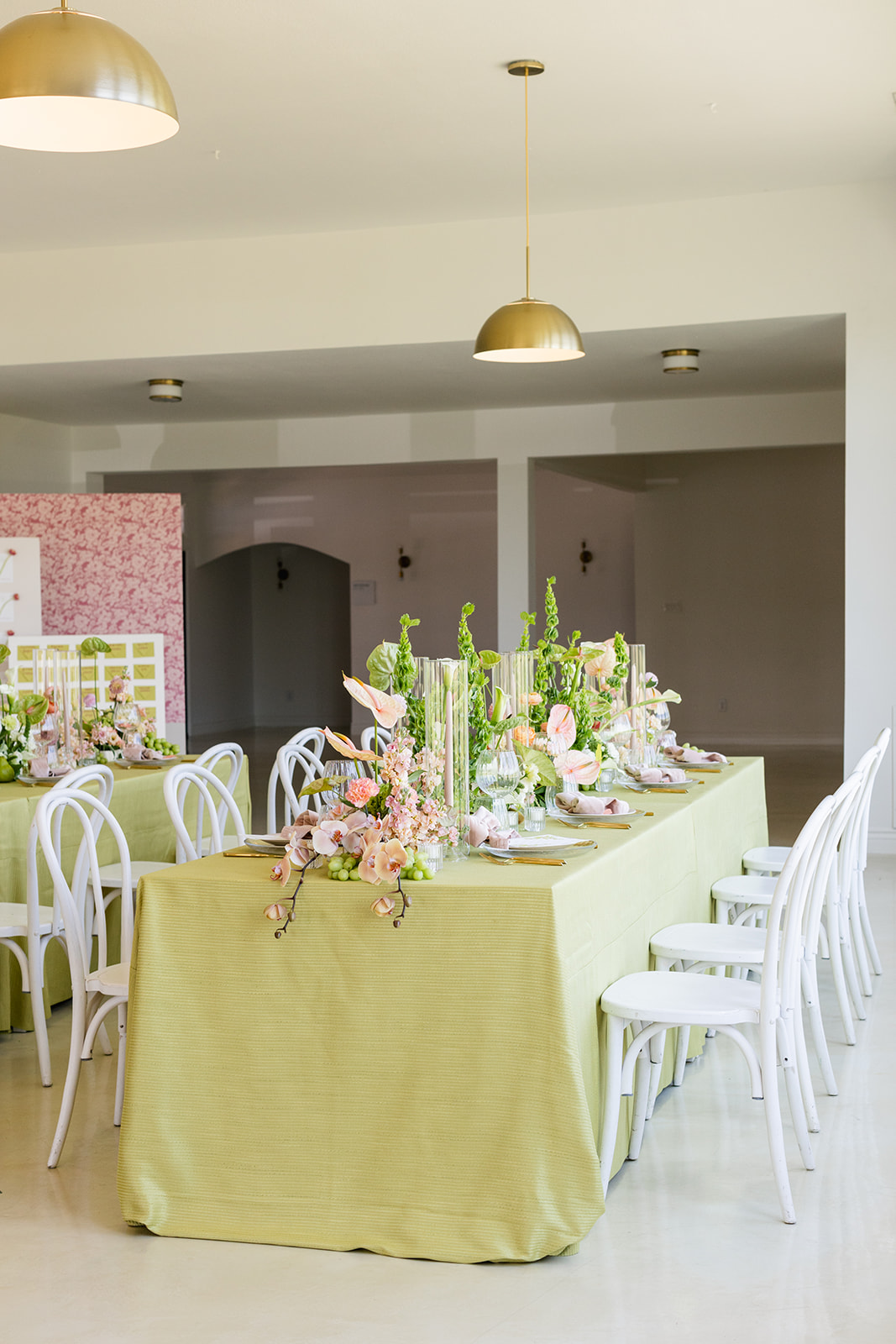 modern pink and green wedding flowers