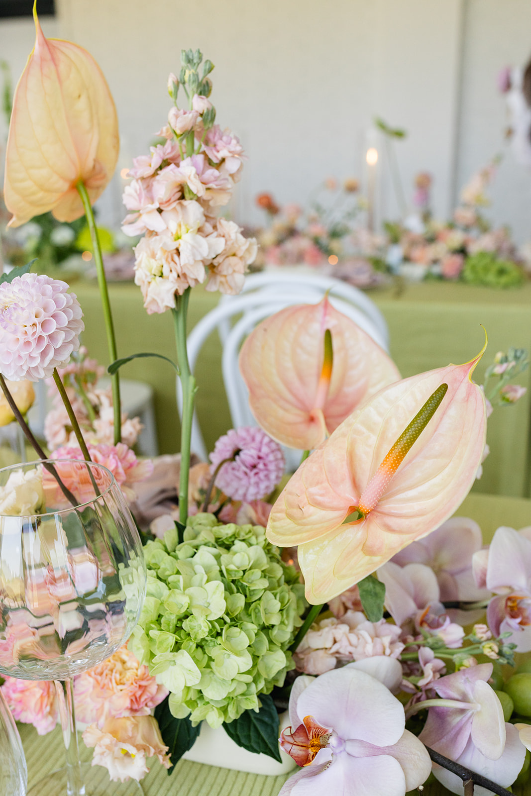 pink and green wedding flower ideas