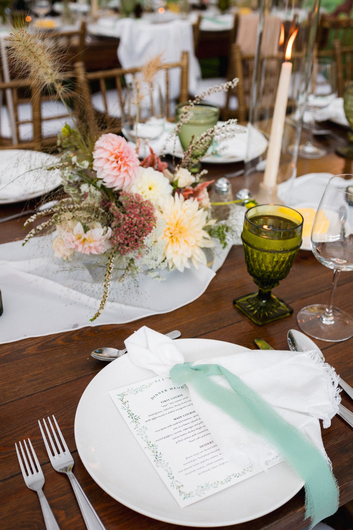 green glassware for wedding