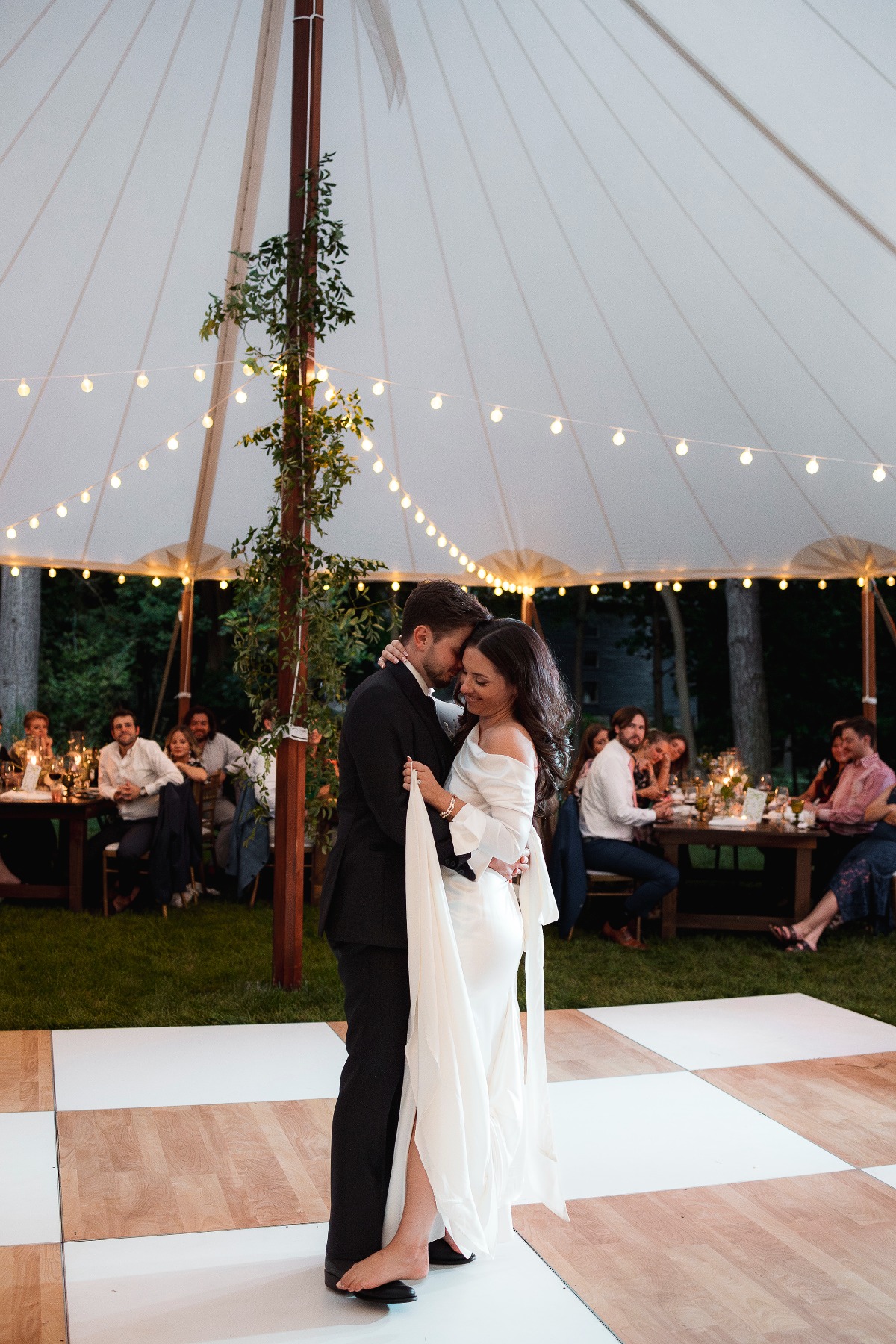 checkered dance floor for wedding